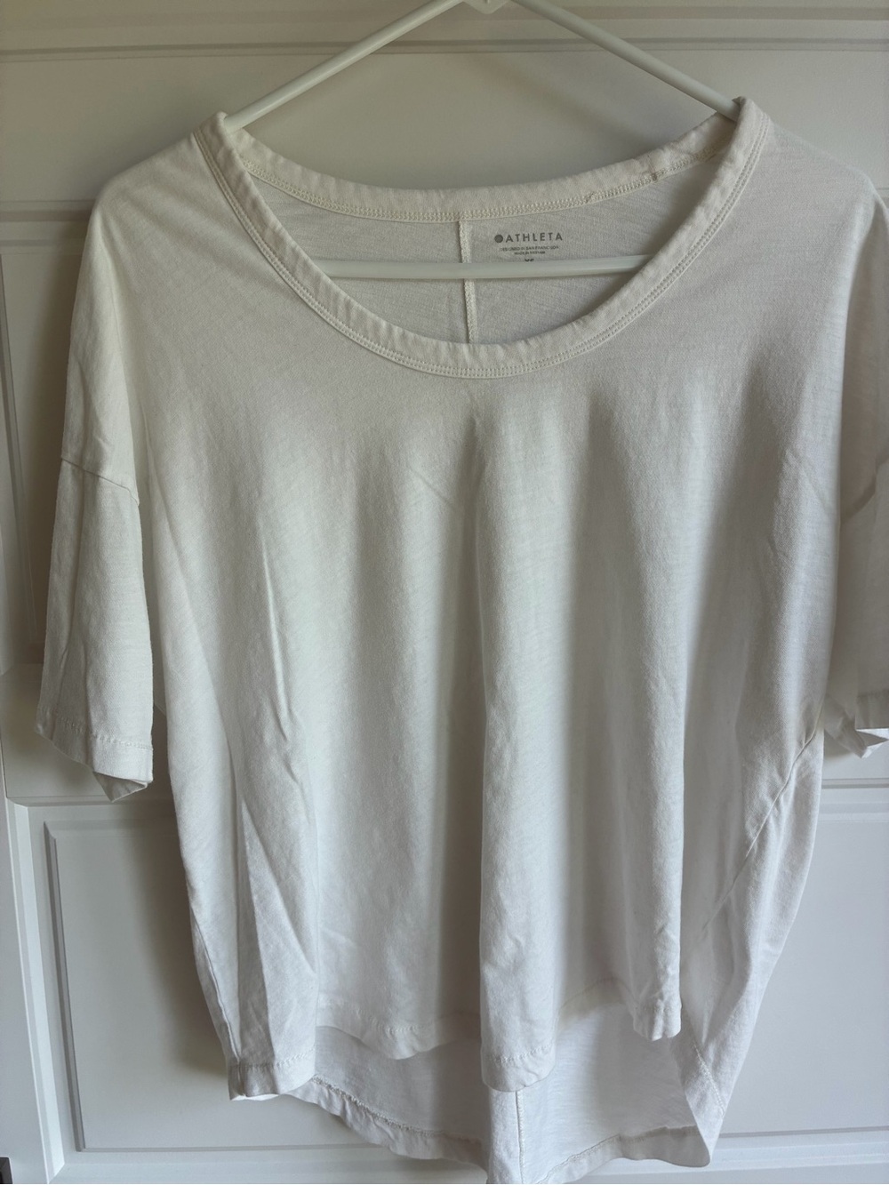 Athleta White Short Sleeve Relaxed Scoop Tee